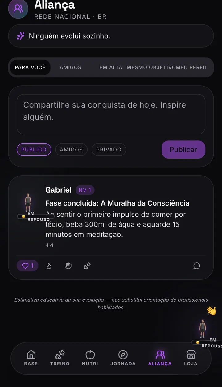 Preview real da comunidade Aliança do EVOLVA